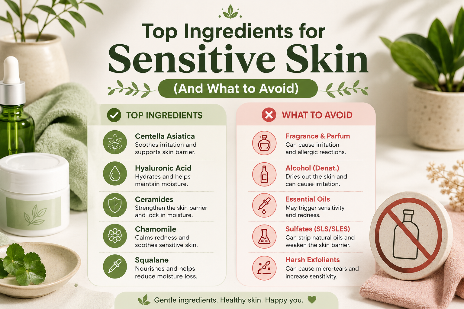 Top Ingredients for Sensitive Skin (And What to Avoid)