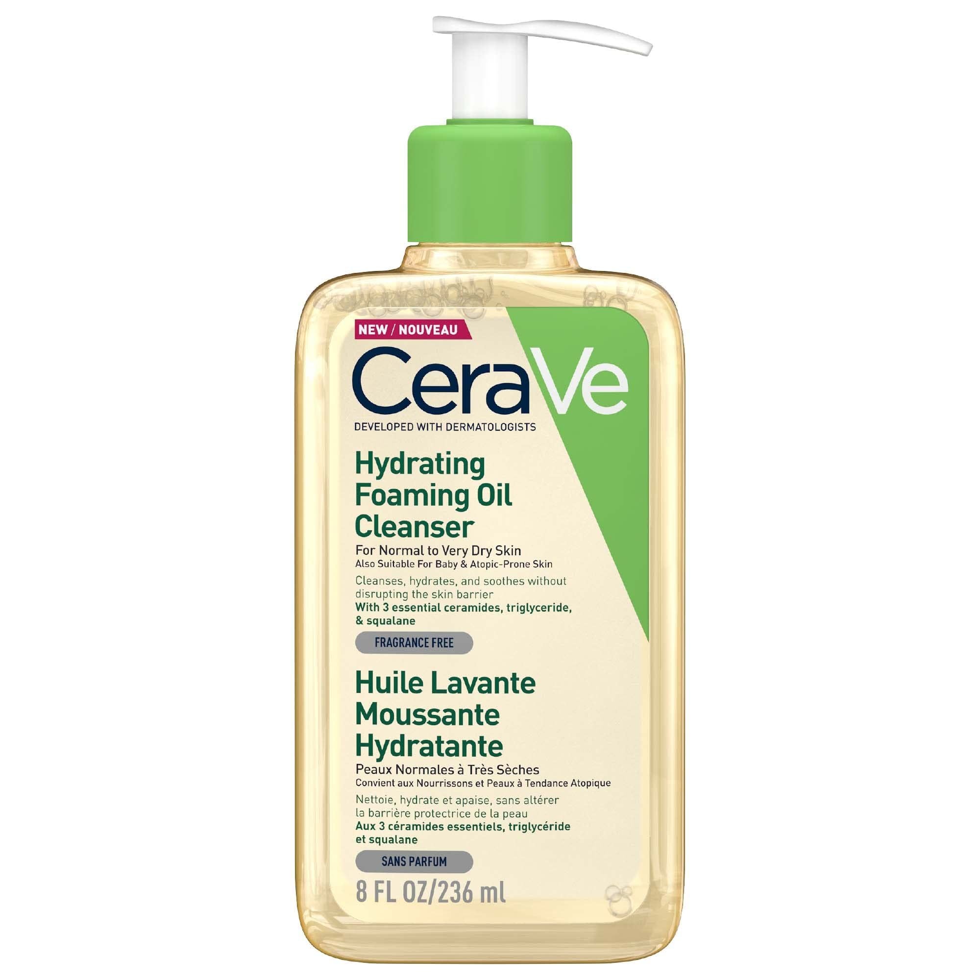 CeraVe Hydrating Foaming Facial Cleansing Oil with Ceramides, Squalane Oil & Hyaluronic Acid for Dry to Very Dry Skin, 237 ml product image