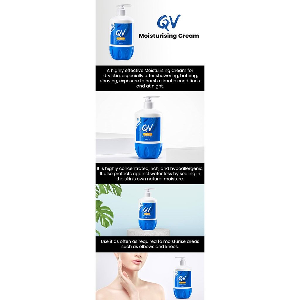 Qv Face & Body Moisturising Cream for All Skin Types - Fragrance Free, Color Free, Lanolin Free, 500g product image 3