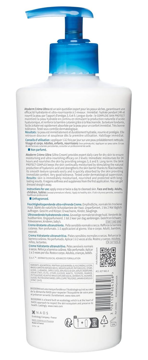 Bioderma Atoderm Ultra Cream for Skin Moisturizing, 500ml 58948 product image 2