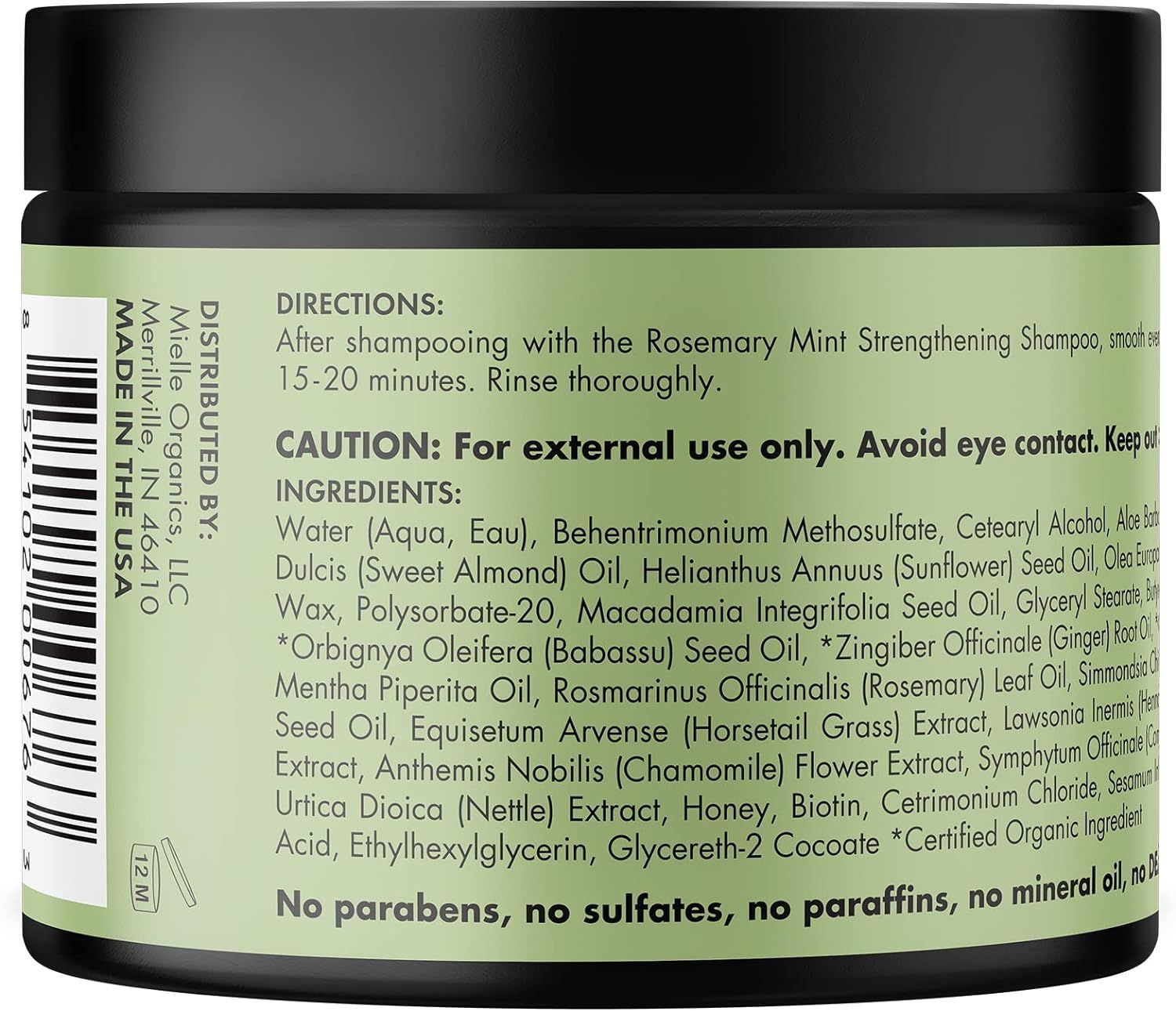 Mielle Growth Enhancer & Strengthening Hair Mask with Rosemary, Mint & Biotin, 340g product image 2
