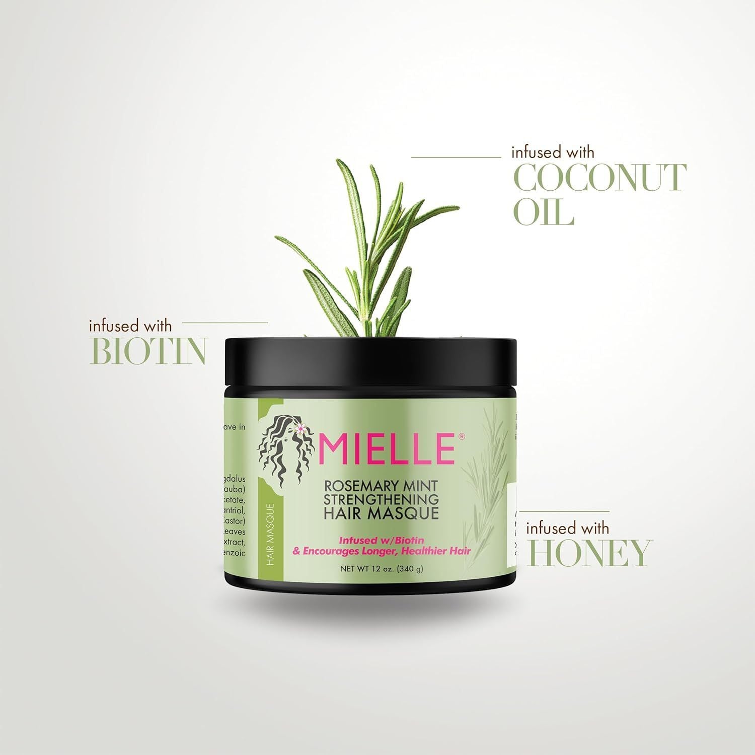 Mielle Growth Enhancer & Strengthening Hair Mask with Rosemary, Mint & Biotin, 340g product image 4