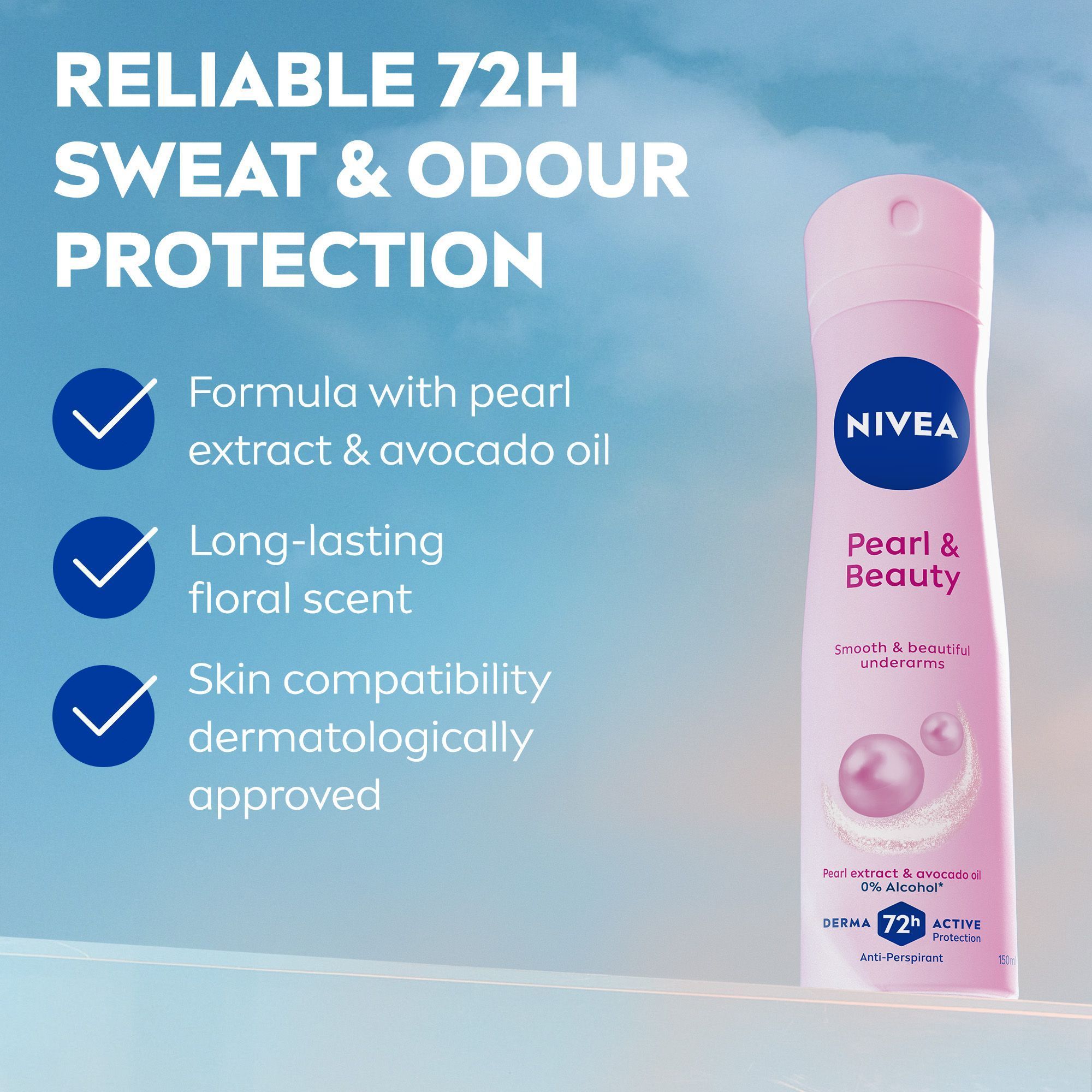 Nivea Pearl & Beauty Pearl Extracts Antiperspirant Deodorant Spray for Women, 150ml product image 2