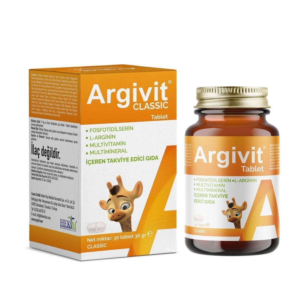 Argivit Classic Multivitamin & Mineral Supplement with Phosphatidylserine & L-Arginine, 30 Tablets product image