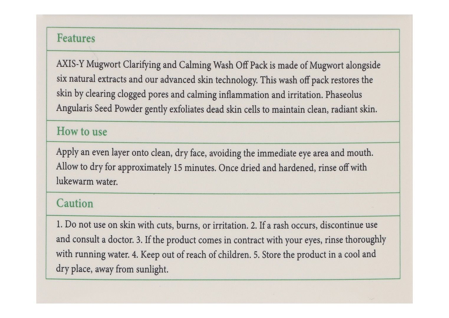 Axis-Y Mugwort Pore Clarifying Wash-Off Face Mask with Bean & Seaweed Extracts, 100ml product image 4