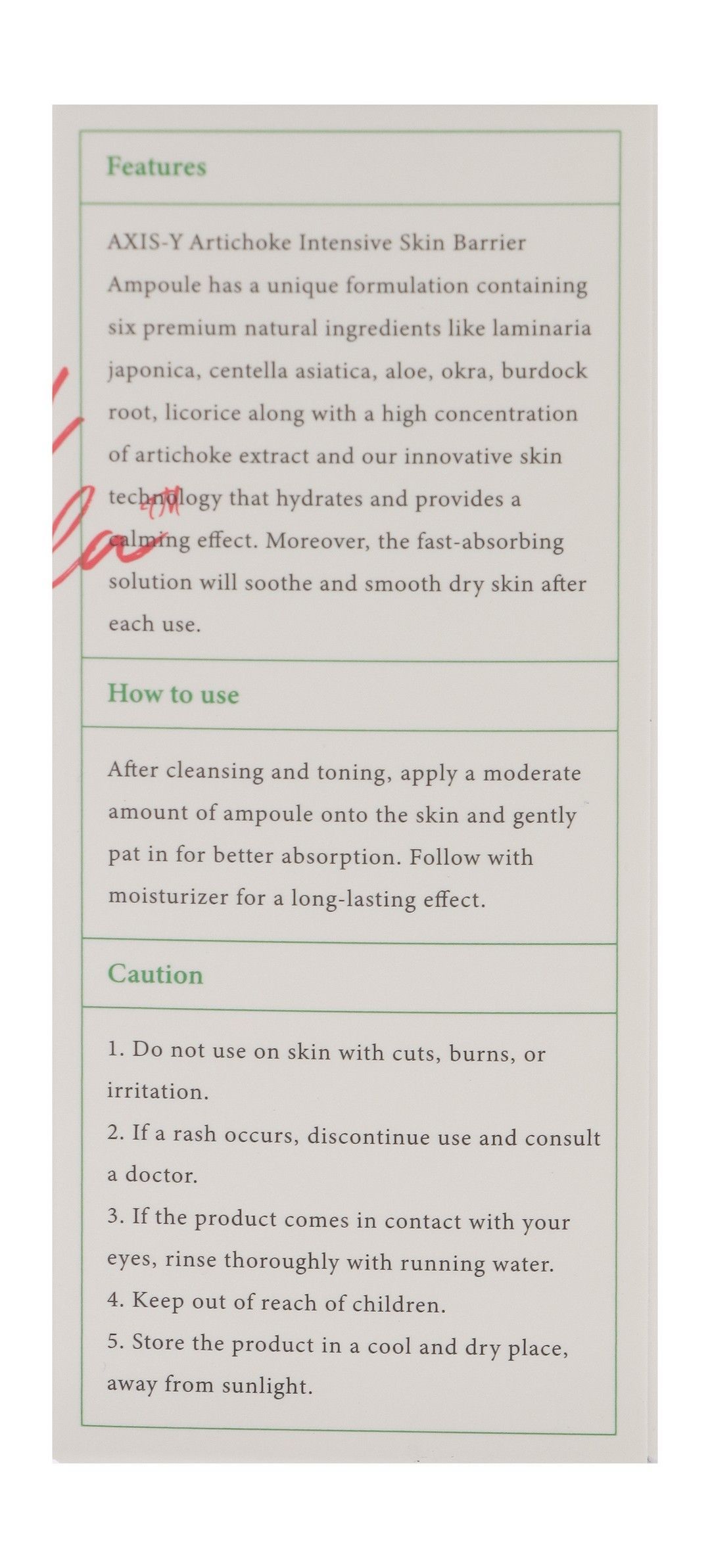 Axis-Y Artichoke Hydrating, Moisturizing & Protecting Intensive Skin Barrier Face Ampoule - vegan, 30ml product image 3