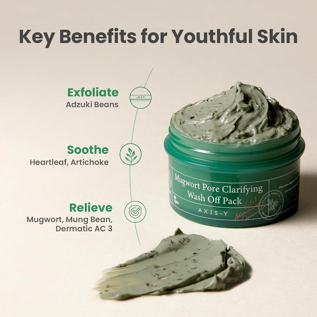 Axis-Y Mugwort Pore Clarifying Wash-Off Face Mask with Bean & Seaweed Extracts, 100ml product image 7