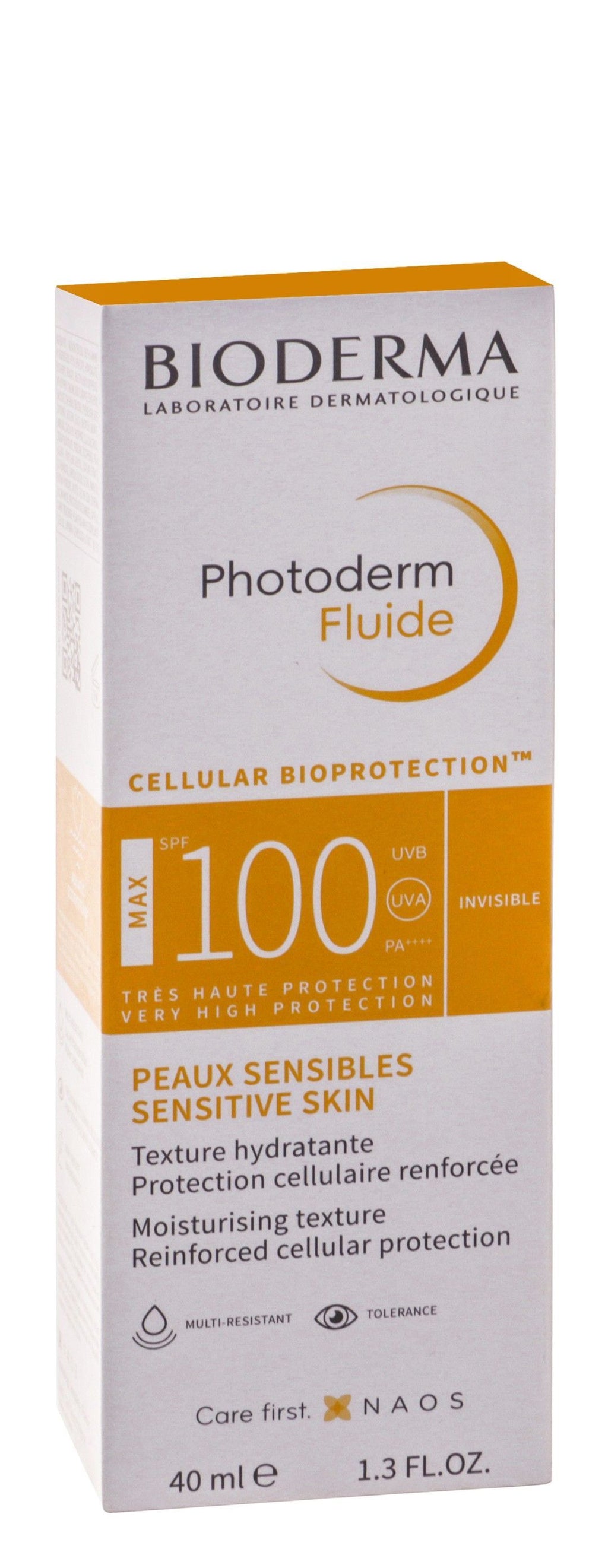 Bioderma Photoderm Fluide Water-Resistant Moisturizing Facial Sunscreen for Sensitive Skin SPF100 PA++++, 40ml product image