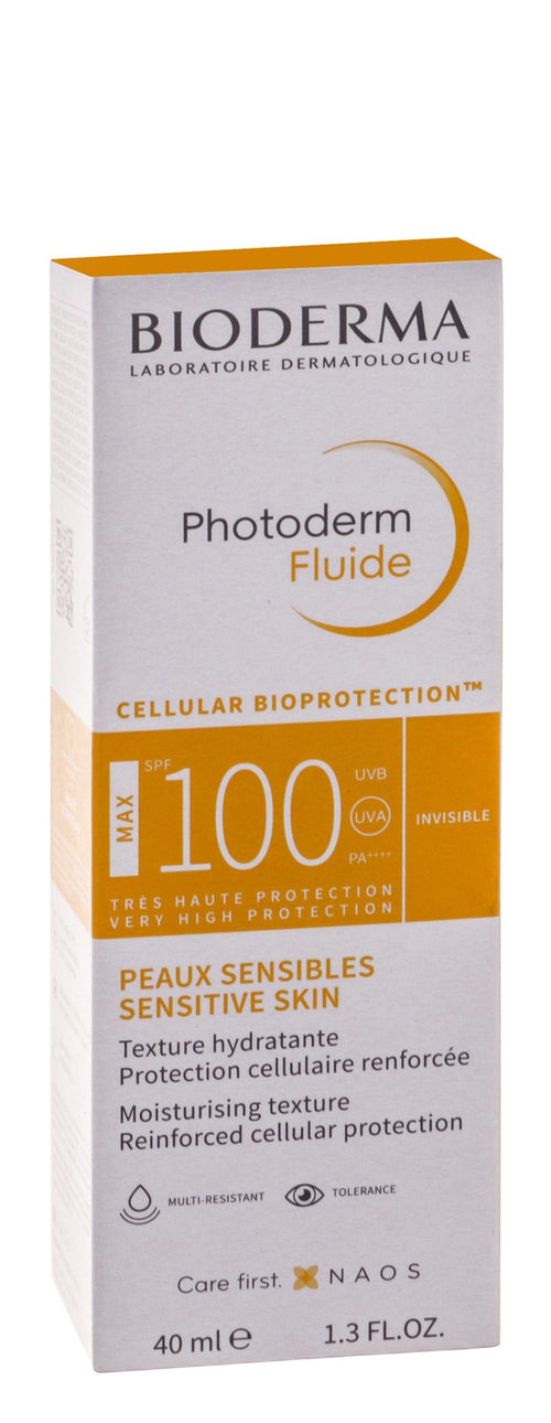 Bioderma Photoderm Fluide Water-Resistant Moisturizing Facial Sunscreen for Sensitive Skin SPF100 PA++++, 40ml product image