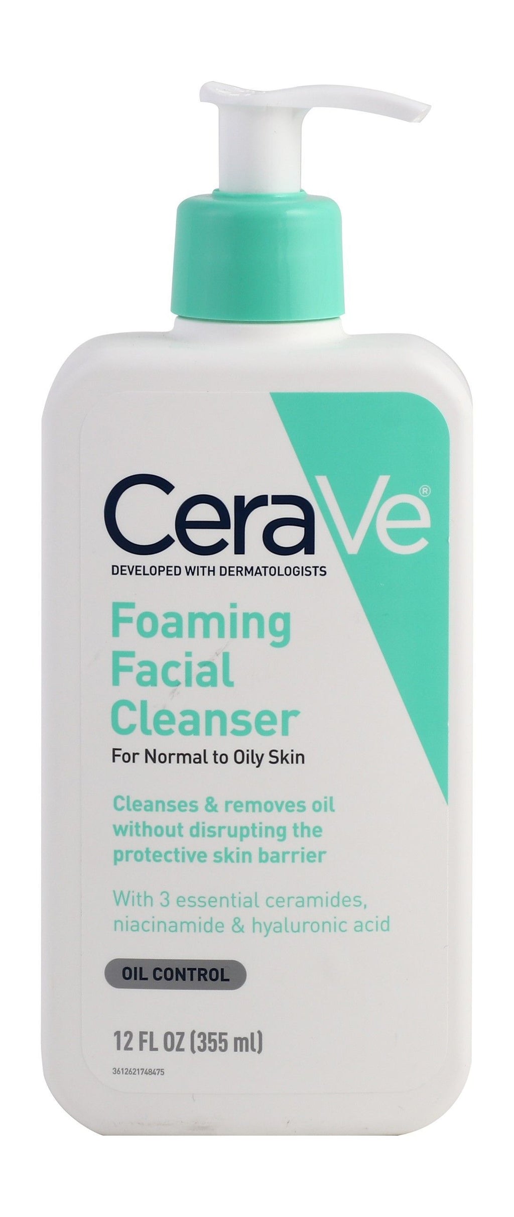 CeraVe Oil Control Foaming Facial Cleanser with Ceramides, Niacinamide & Hyaluronic Acid for Normal to Oily Skin, 355ml product image