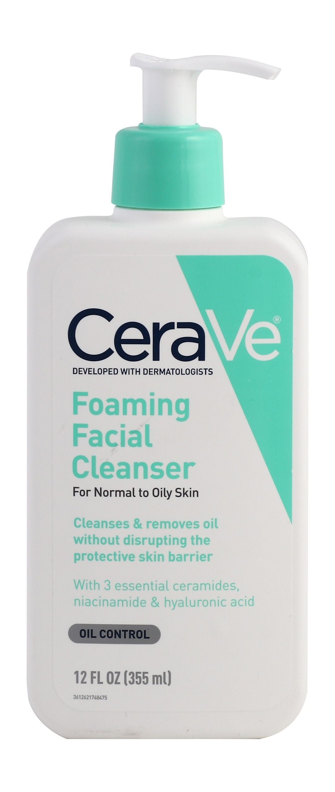 CeraVe Oil Control Foaming Facial Cleanser with Ceramides, Niacinamide & Hyaluronic Acid for Normal to Oily Skin, 355ml product image