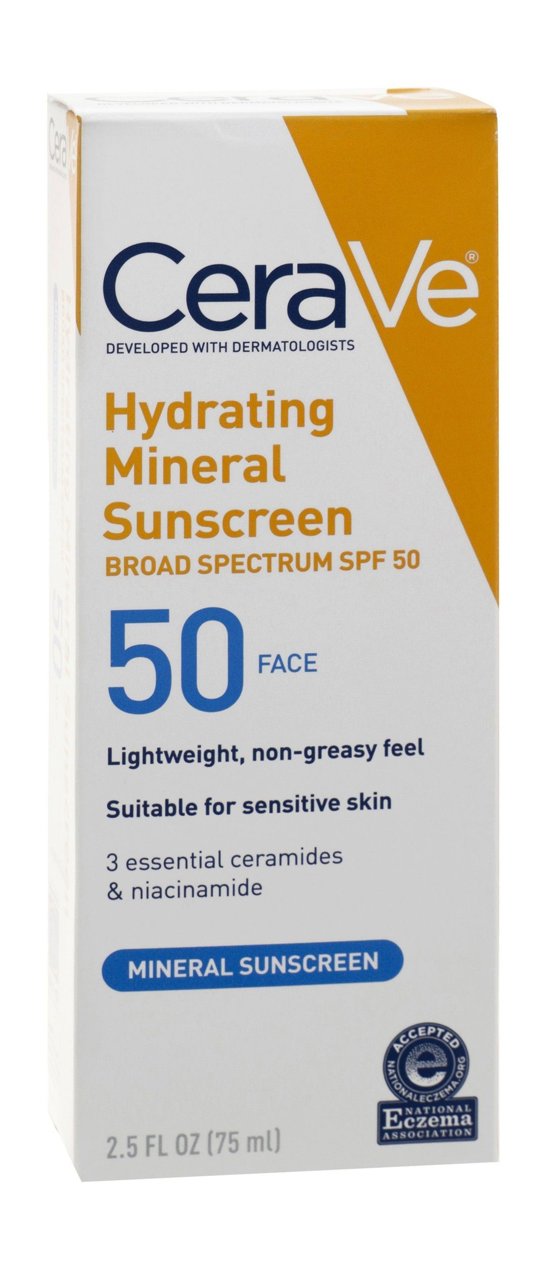 CeraVe Non-Greasy Broad Spectrum Hydrating Facial Sunscreen with Minerals, Ceramides & Niacinamide for Sensitive Skin SPF50, 75ml product image