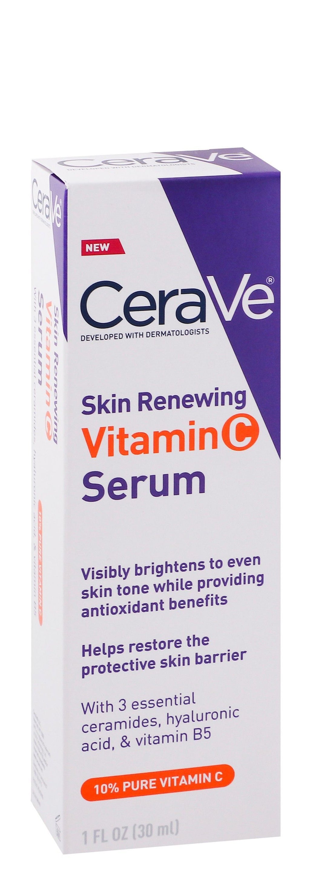 CeraVe 10% Vitamin C Renewing, Brightening & Restoring Face Serum with Ceramides, Hyaluronic Acid & Vitamin B5, 30ml product image