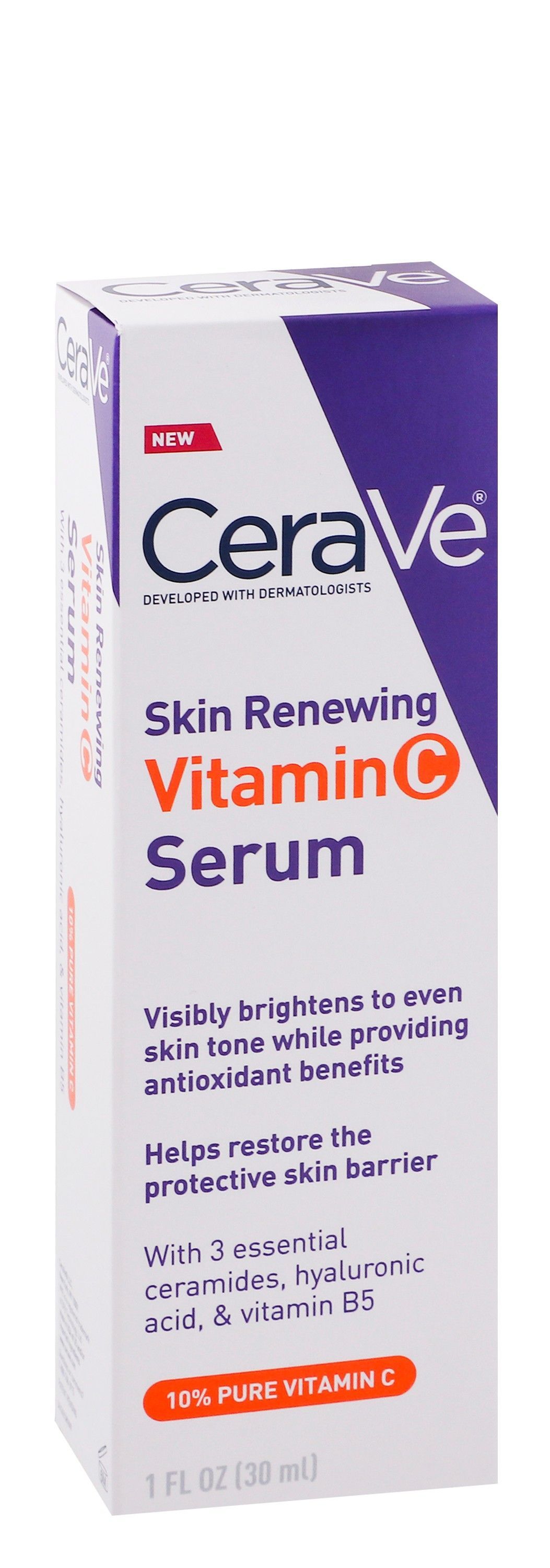 CeraVe 10% Vitamin C Renewing, Brightening & Restoring Face Serum with Ceramides, Hyaluronic Acid & Vitamin B5, 30ml product image
