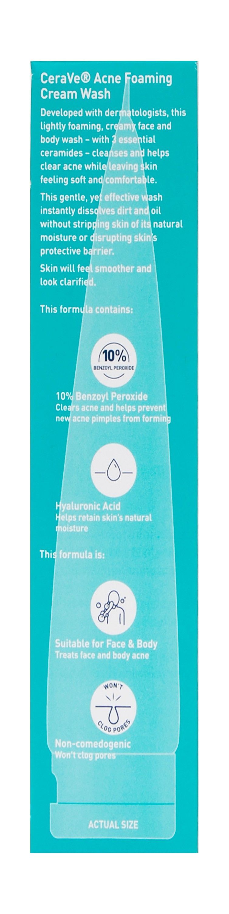 CeraVe Clearing, Anti-Blackheads & Anti-Acne Face & Body Foam Wash with Benzoyl Peroxide, Ceramides & Hyaluronic Acid, 150ml product image 2