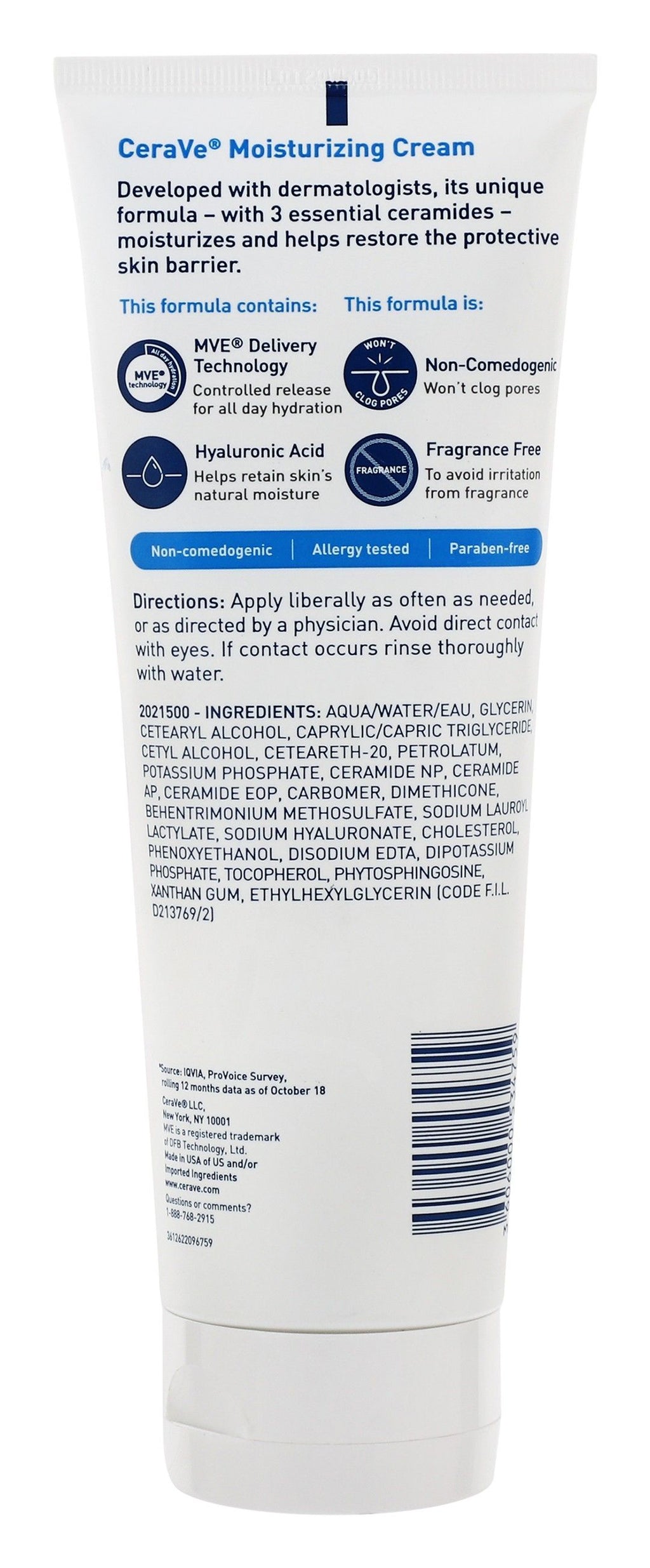 CeraVe Moisturizing, Restoring & Protecting Face & Body Cream with Ceramides & Hyaluronic Acid for Normal to Dry Skin, 236ml product image 2