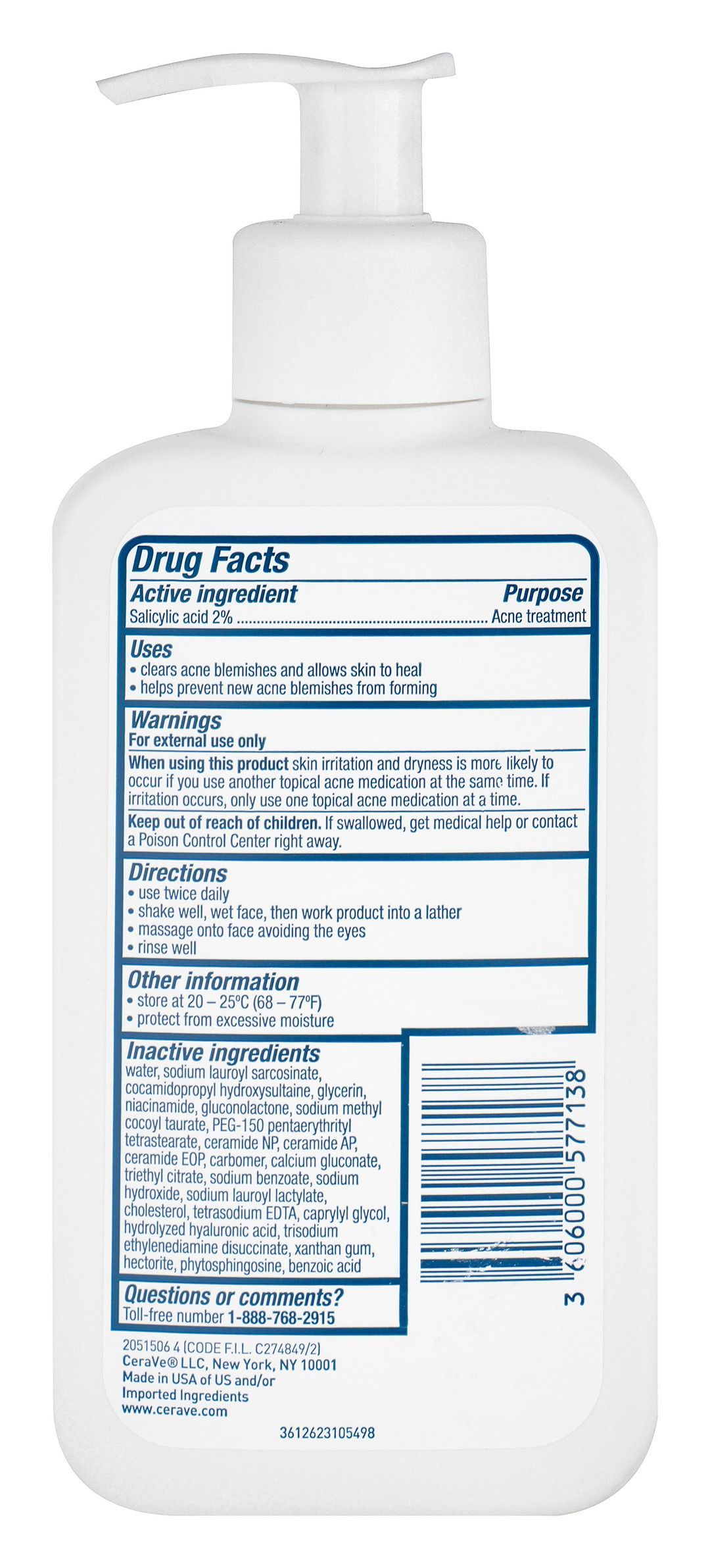 CeraVe Acne Control Facial Cleanser with Essential Ceramides, Hectorite Clay & Niacinamide, 237ml product image 2