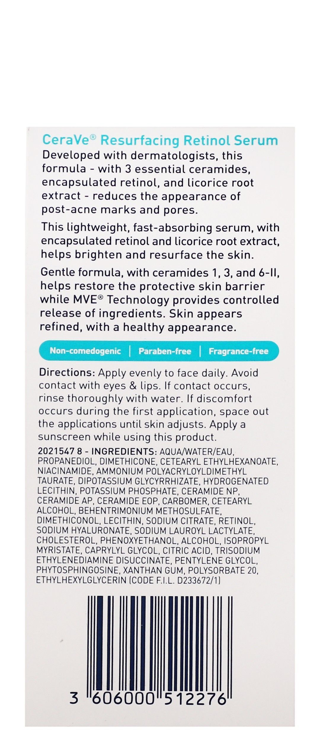 CeraVe Resurfacing Retinol Face Serum with Ceramides, Licorice Root Extract & Niacinamide for Acne & Pores, 30ml product image 2