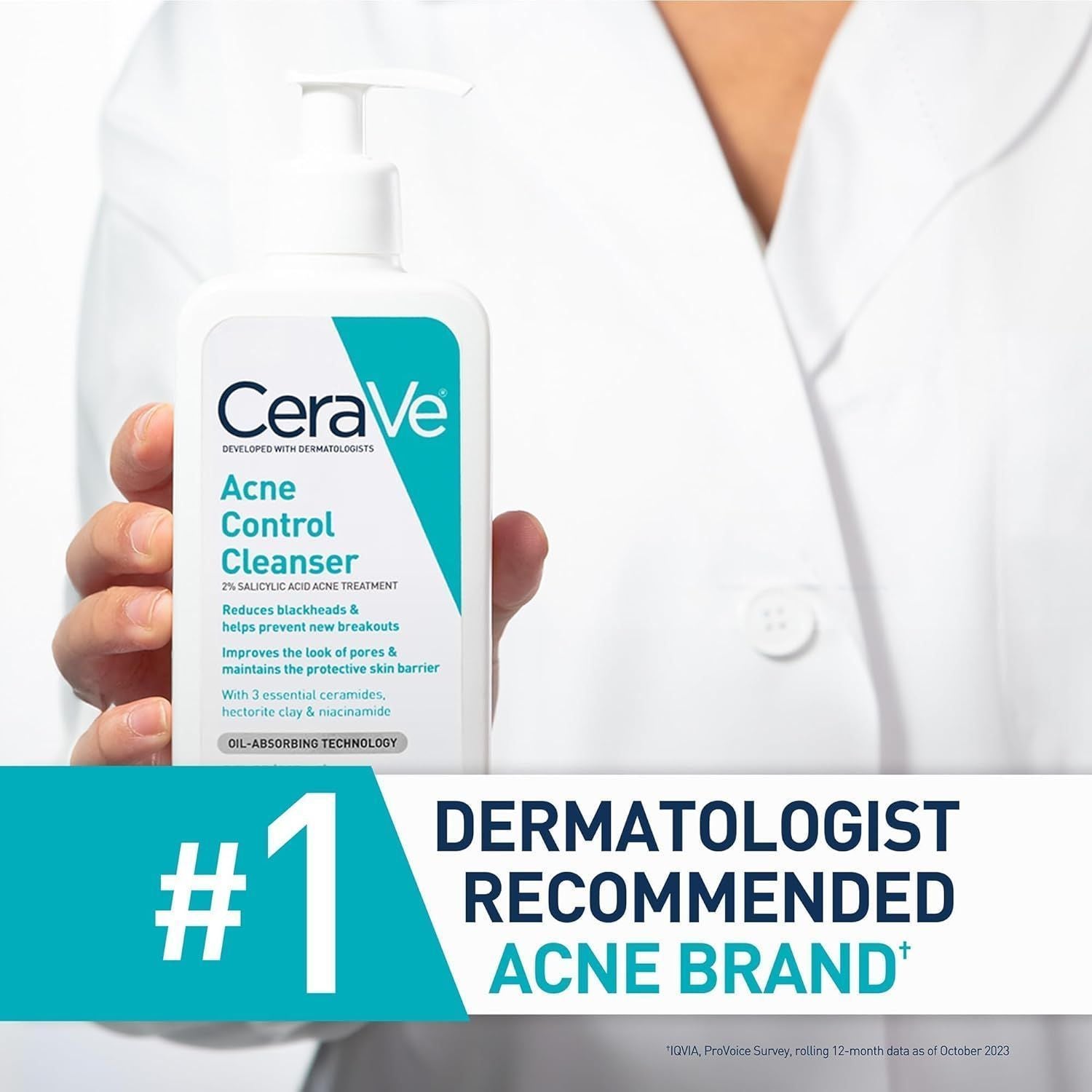 CeraVe Acne Control Facial Cleanser with Essential Ceramides, Hectorite Clay & Niacinamide, 237ml product image 6