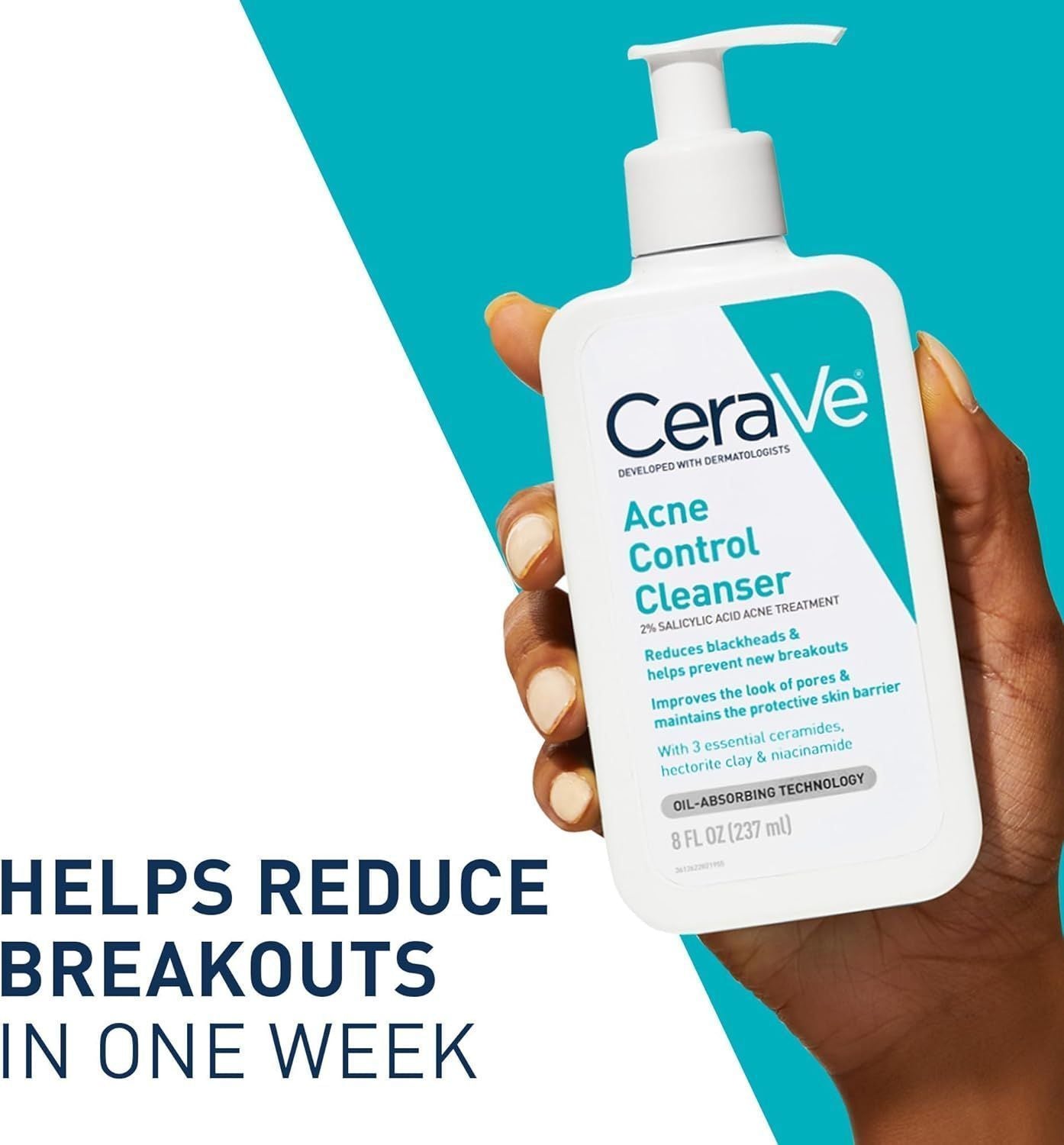 CeraVe Acne Control Facial Cleanser with Essential Ceramides, Hectorite Clay & Niacinamide, 237ml product image 7