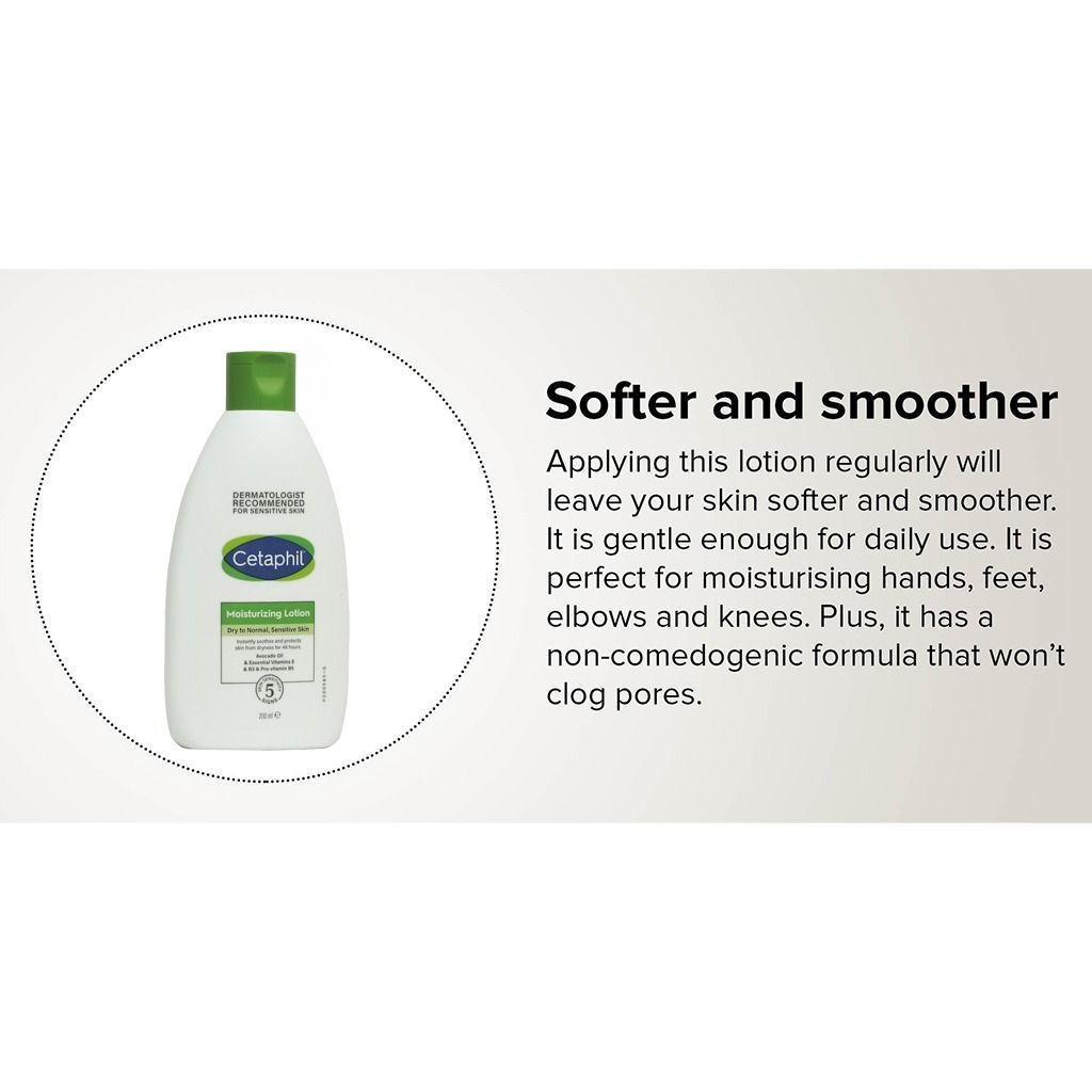 Cetaphil Non-Greasy 48H Moisturizing, Soothing & Anti-Dryness Face & Body Lotion with Avocado Oil & Vitamins for Dry to Normal & Sensitive Skin, 200ml product image 4