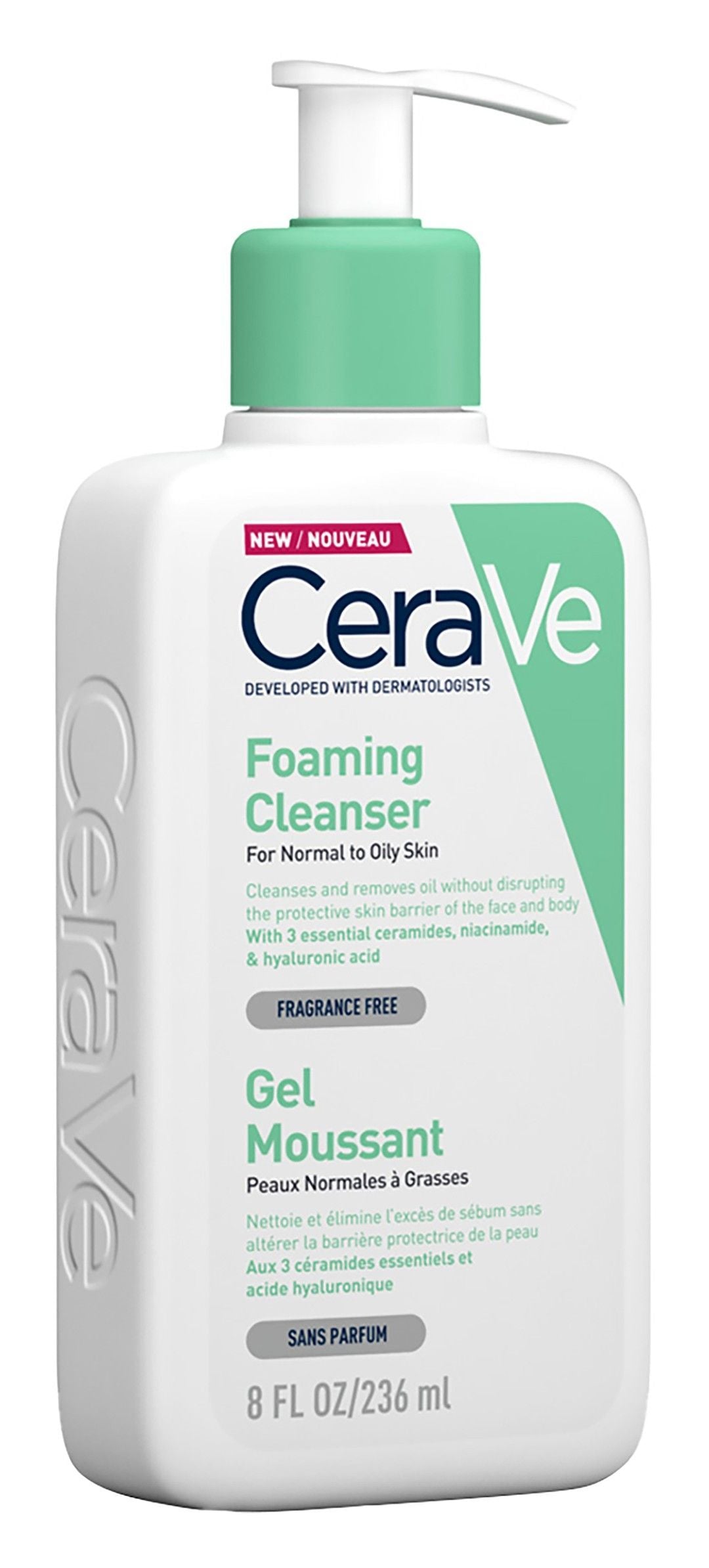 CeraVe Hypoallergenic Foaming Facial Gel Cleanser with Ceramides & Hyaluronic Acid for Normal to Oily Skin, 236ml product image 2
