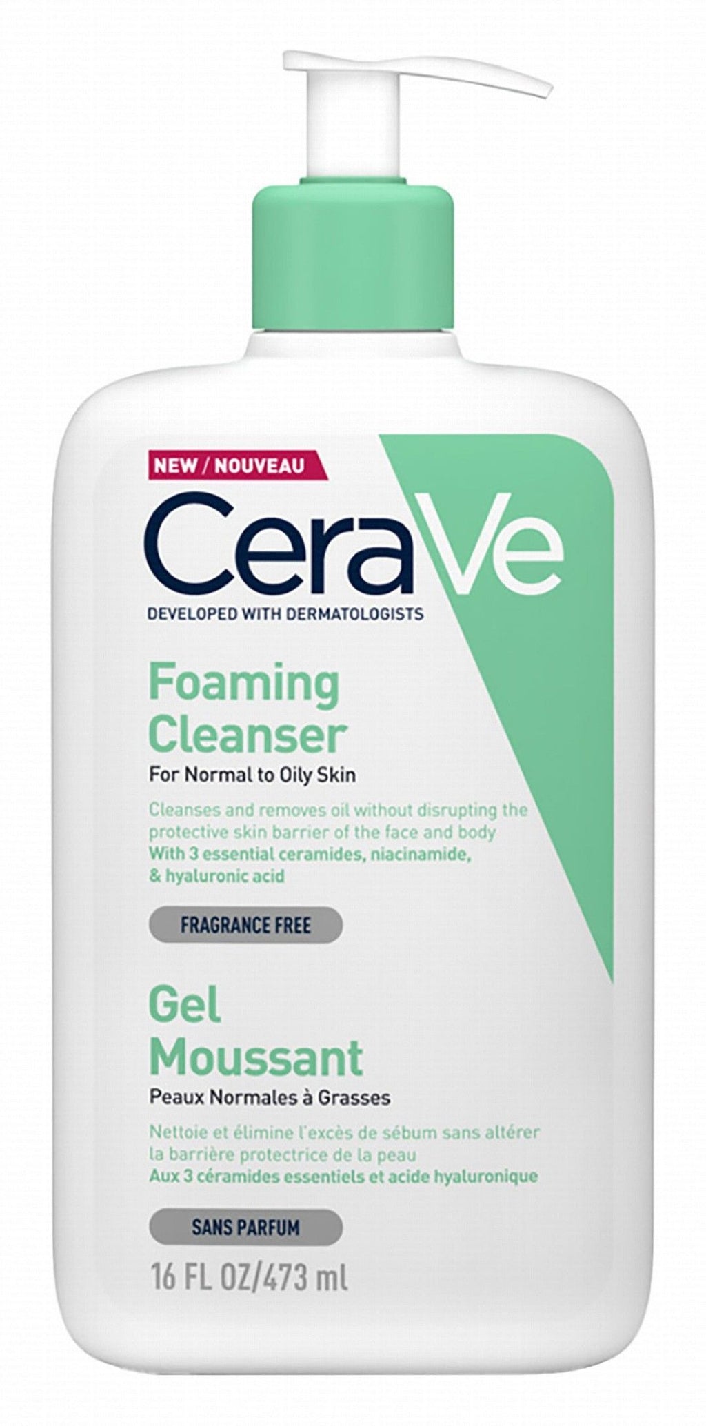 CeraVe Hypoallergenic Foaming Face & Body Cleanser with Ceramide, Niacinamide & Hyaluronic Acid, 473ml product image