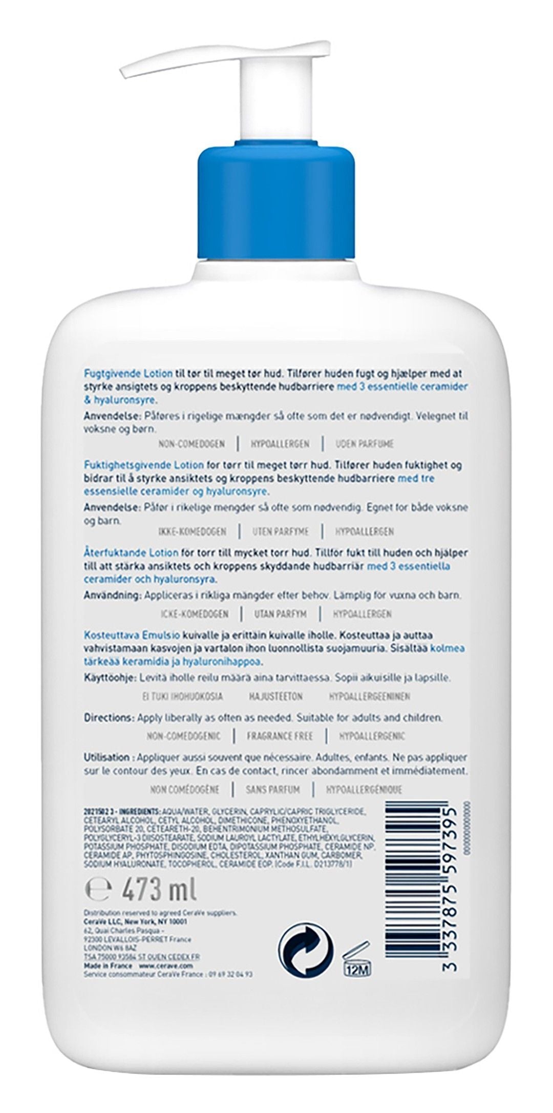 CeraVe Hypoallergenic Moisturizing Face & Body Lotion with Ceramides & Hyaluronic Acid for Dry Skin, 473ml product image 3
