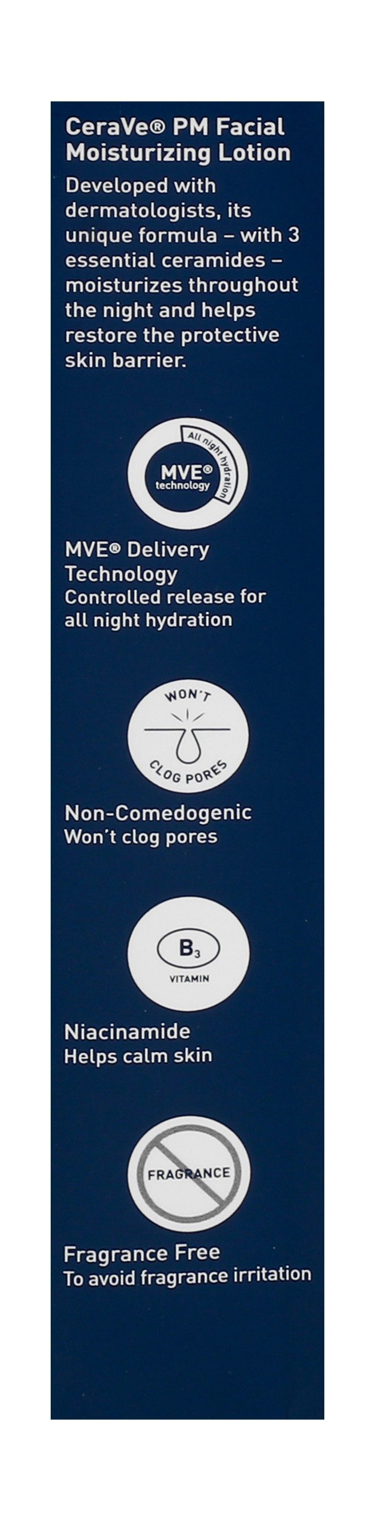 CeraVe Moisturizing Facial Night Lotion with Ceramides, Niacinamide & Hyaluronic Acid for Normal to Dry Skin, 60ml product image 2