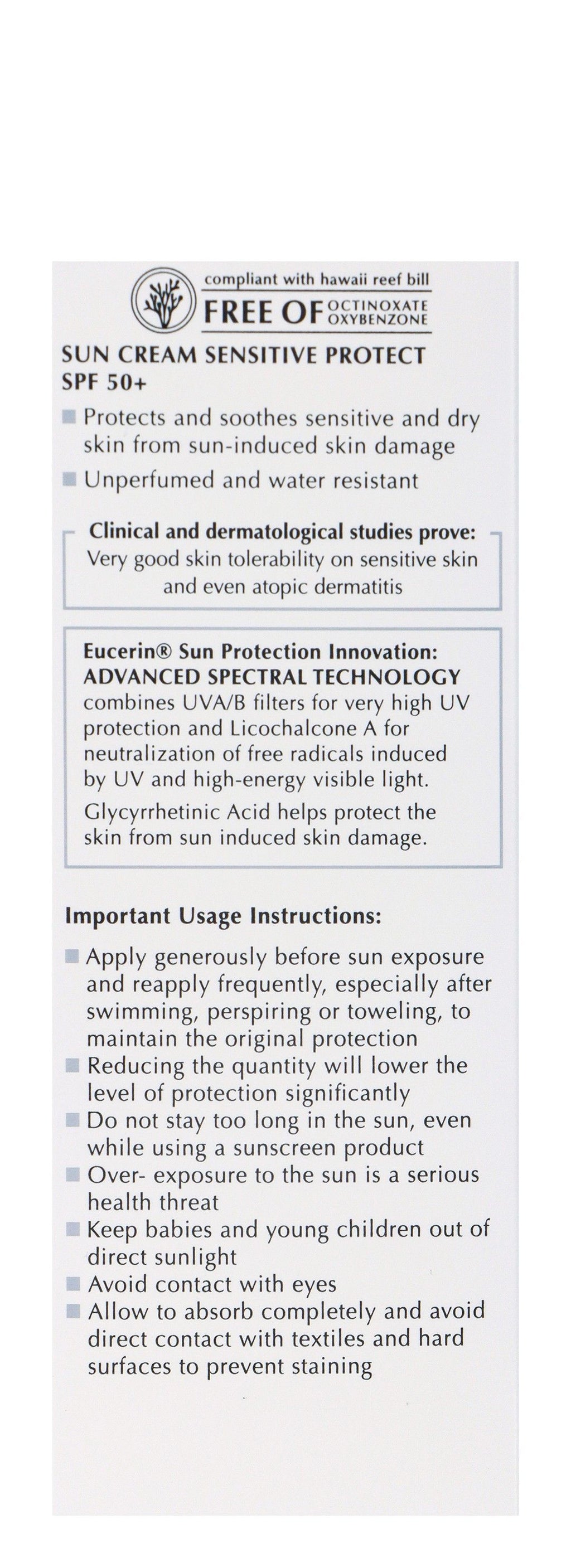 Eucerin Sensitive Protect Water-Resistant Sunscreen for Dry & Sensitive Skin SPF50+, 50ml product image 4