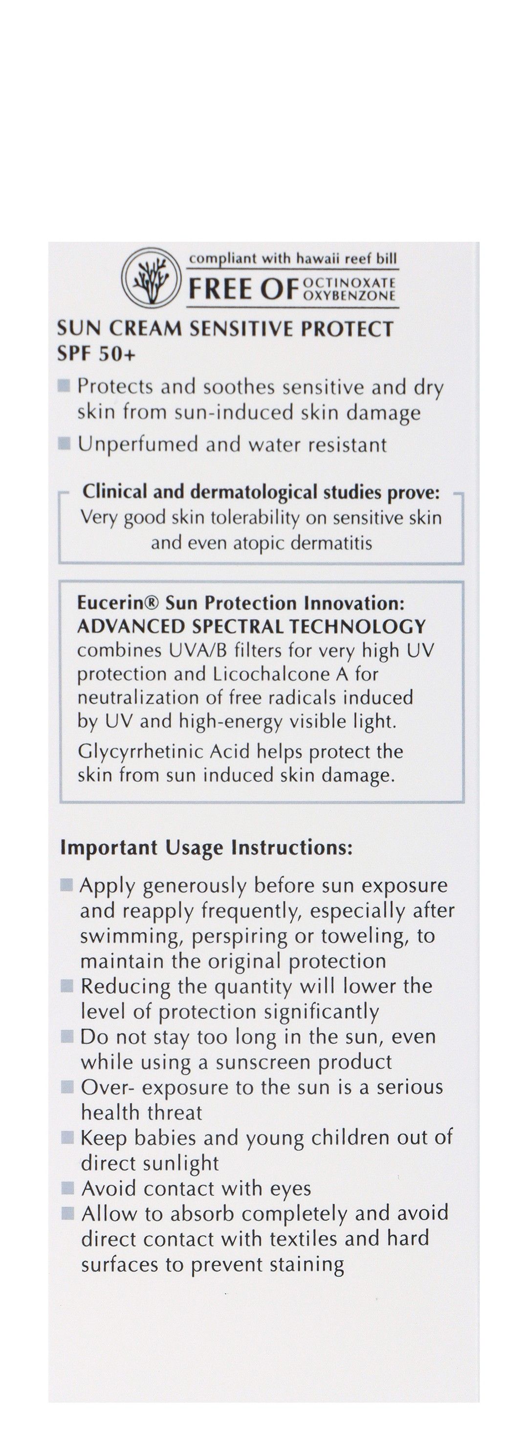 Eucerin Sensitive Protect Water-Resistant Sunscreen for Dry & Sensitive Skin SPF50+, 50ml product image 4