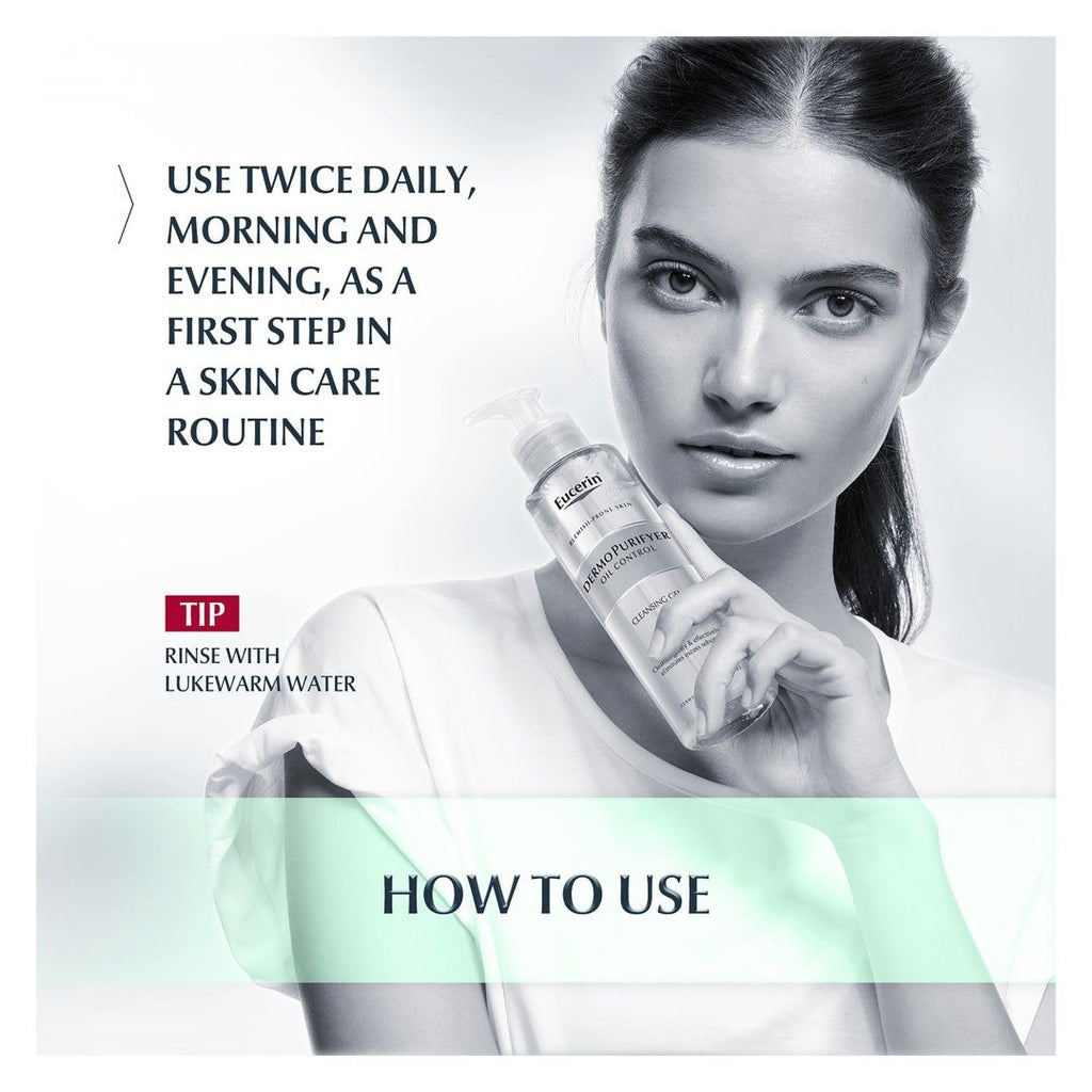 Eucerin DermoPurifyer Oil Control Facial Cleansing Gel for Blemish Prone Skin, 200ml product image 7