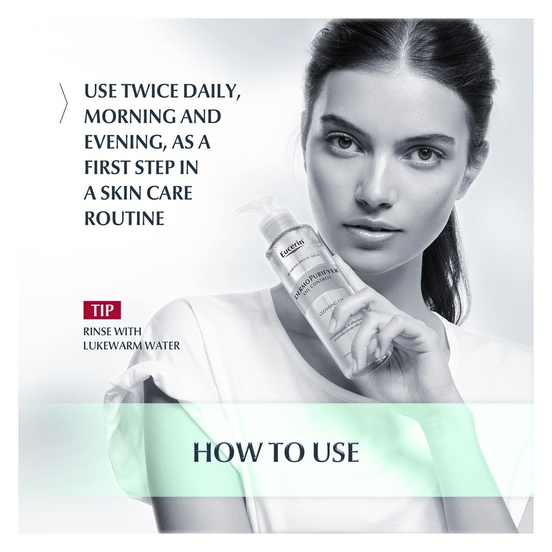 Eucerin DermoPurifyer Oil Control Facial Cleansing Gel for Blemish Prone Skin, 200ml product image 7