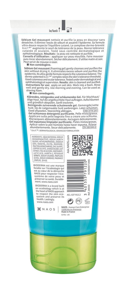 Bioderma Sebium Hypoallergenic Purifying & Cleansing Face Foaming Gel for Combination & Oily Skin, 100ml product image 2