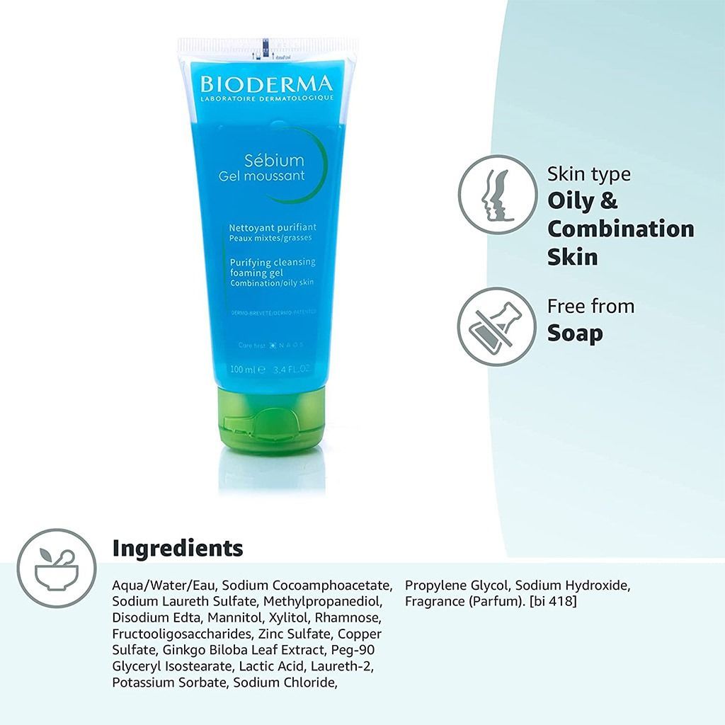 Bioderma Sebium Hypoallergenic Purifying & Cleansing Face Foaming Gel for Combination & Oily Skin, 100ml product image 7