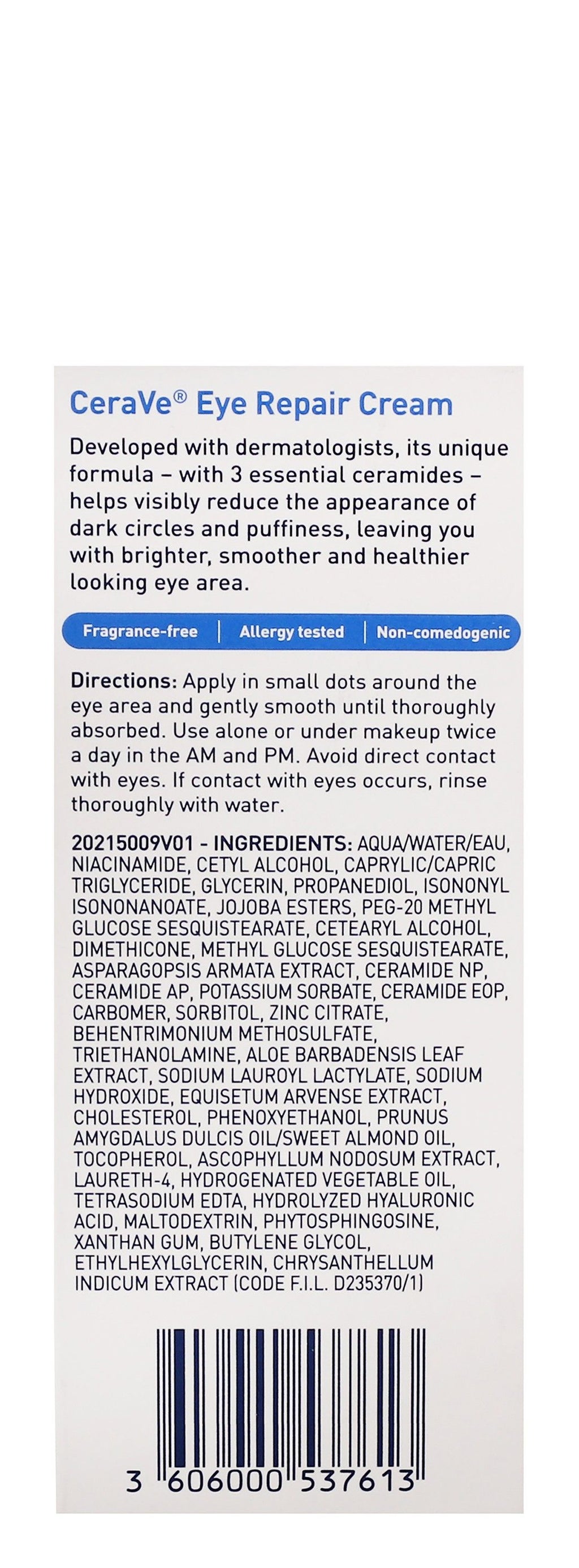 CeraVe Moisturizing, Restoring & Repairing Eye Cream with ingredients for Dark Circles & Puffiness, 14.2g product image 4