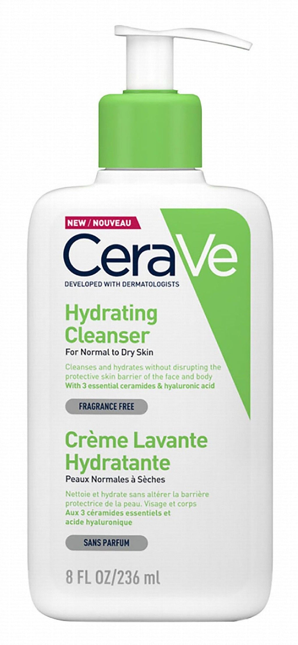 CeraVe Hypoallergenic Hydrating Face & Body Cleanser with Ceramides & Hyaluronic Acid for Normal to Dry Skin, 236ml product image