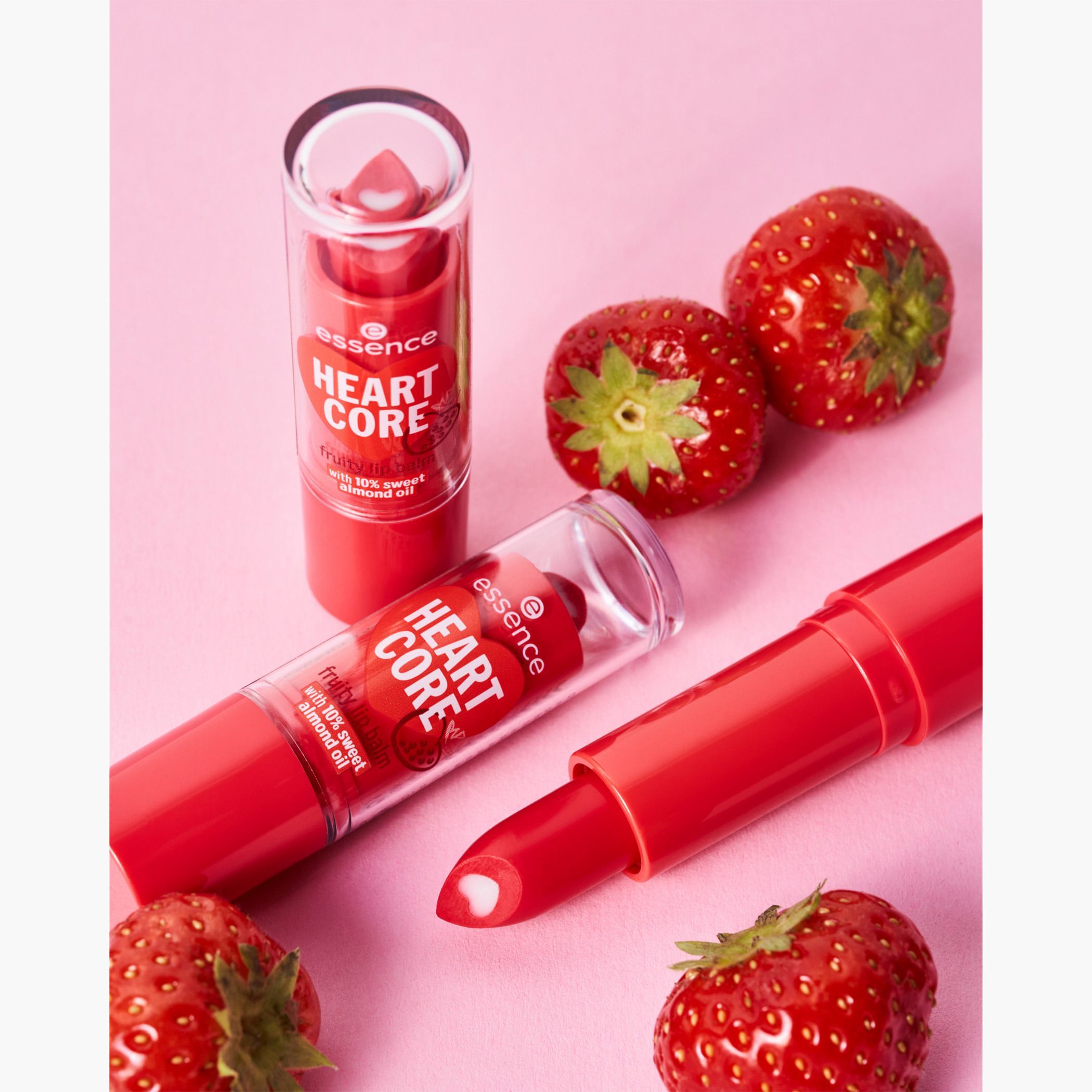 Essence Heart Core Fruity Lip Balm with Sweet Almond Oil Sweet Strawberry 02, 1 Piece product image 4