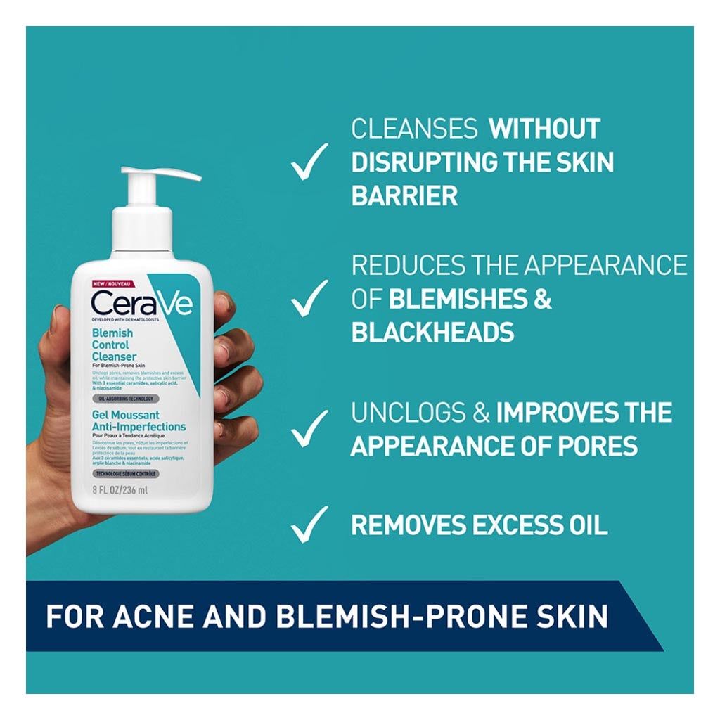 CeraVe Blemish Control Face Cleansing Gel with Ceramides, Salicylic Acid & Niacinamide for Blemish, 236ml product image 5