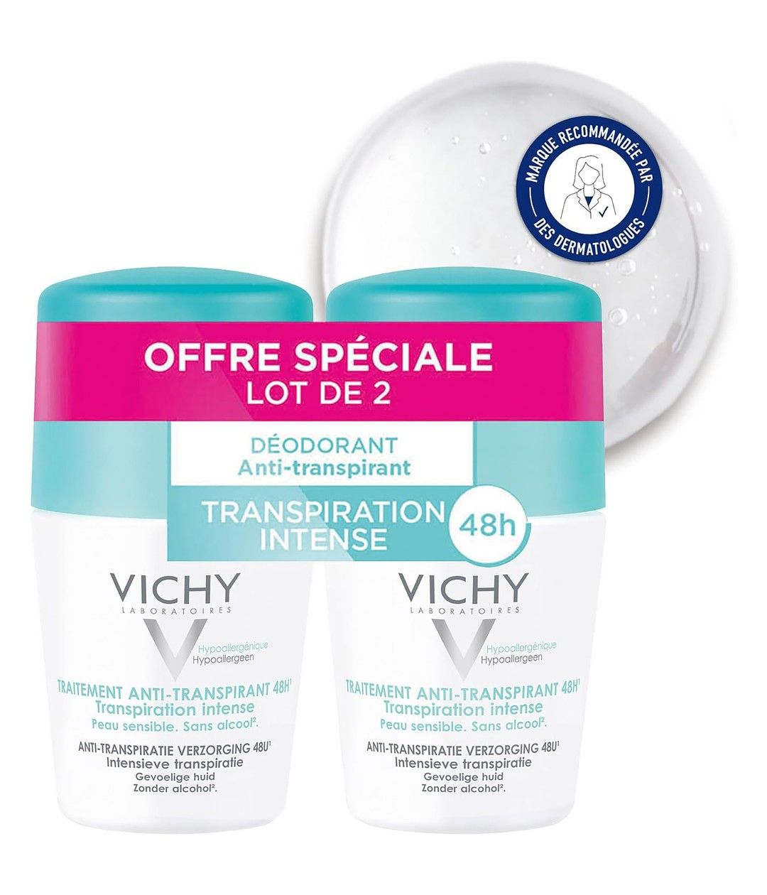 Vichy Hypoallergenic 48H Roll-On Deodorant, 2 Pieces product image 2