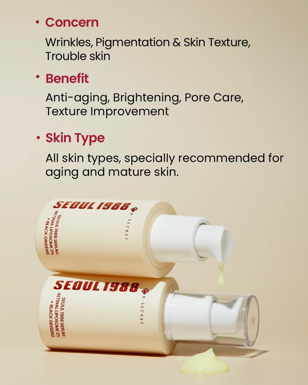 K-Secret Seoul 1988 Serum Retinal Liposome 2% + Black Ginseng, 30ml product image 4