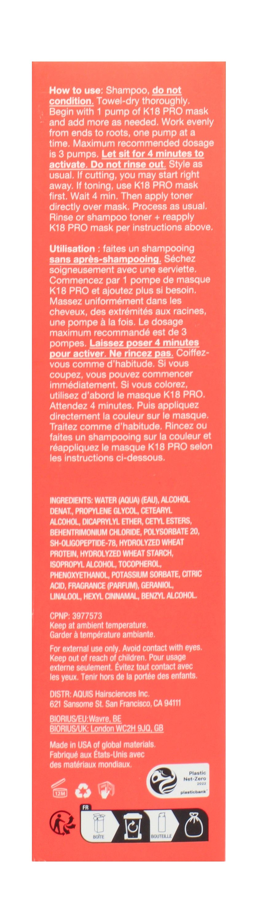 K18 Hair Biomimetic Hairscience Molecular Repairing Hair Mask, 150ml product image 2