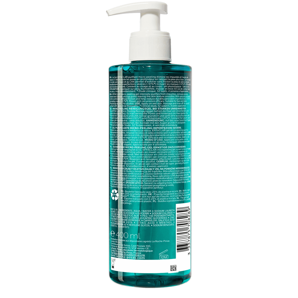 La Roche-Posay Effaclar Purifying & Micro-Peeling Face & Body Gel with 2% Salicylic Acid & LHA, 400ml product image 2