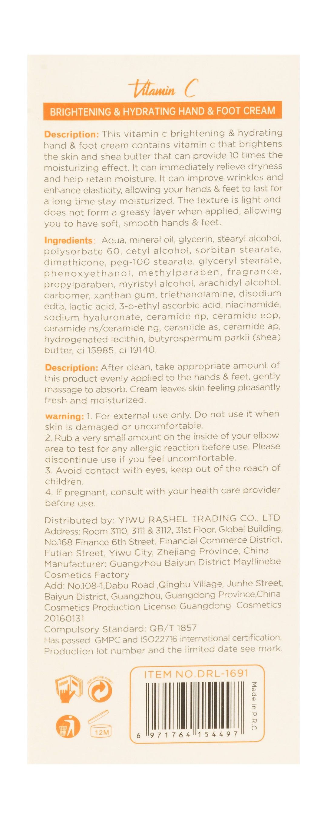 Dr Rashel Vitamin C Hand & Foot Cream, 100g product image 2