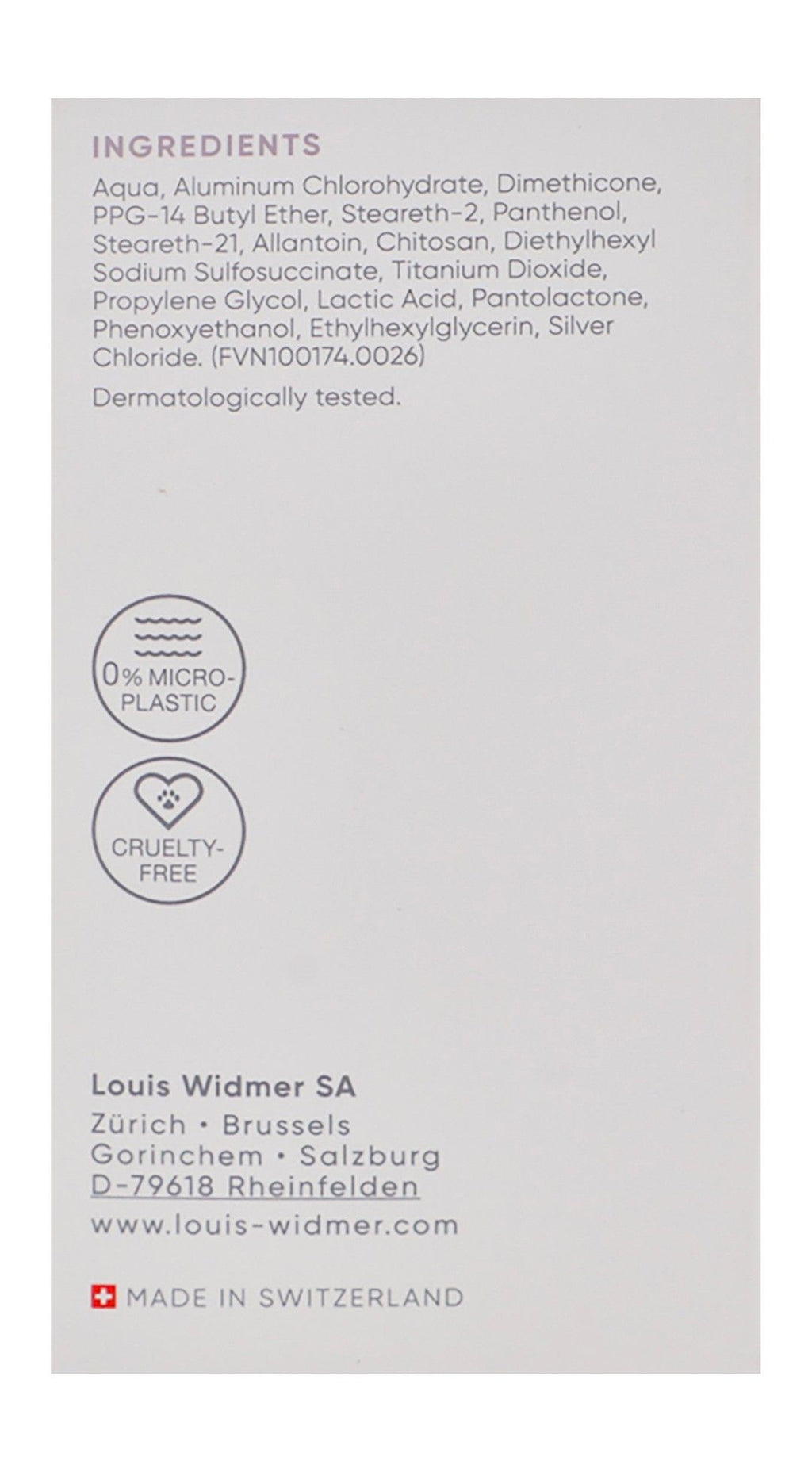 Louis Widmer Unscented Deodorant Roll-On, 50ml product image 2