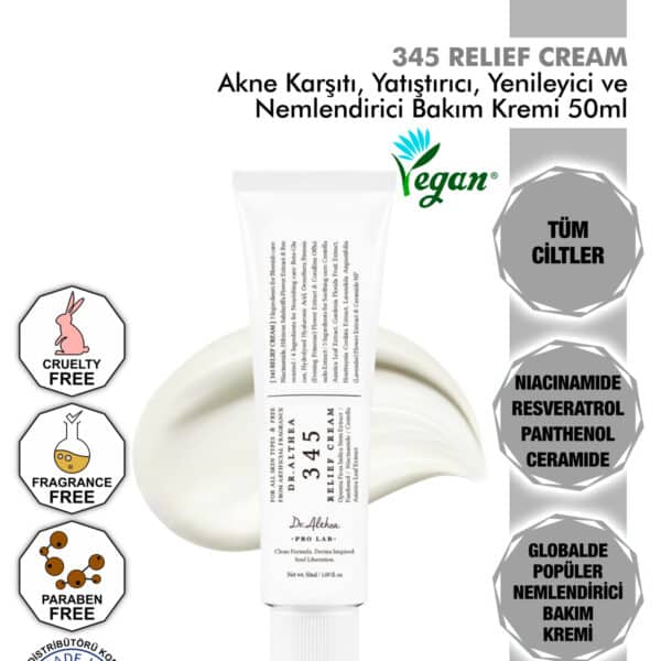كريم تخفيف 345 - Resmi Original - ريسفيراترول Içeren Akne Karşıtı Yatıştırıcı, Nemlendirici - 50 مل